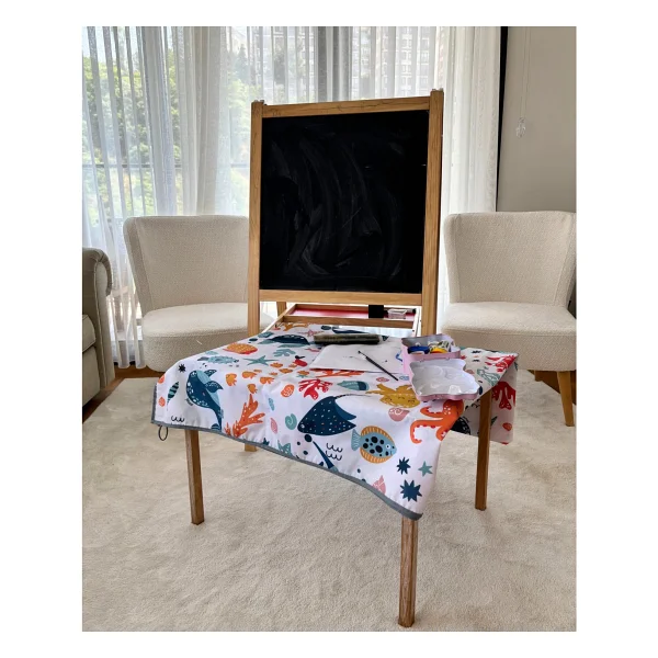 Yorni 145x250cm, Ocean, Sıvı Geçirmeyen Çok Amaçlı Aktivite Örtüsü; Yer, Masa Ve Yatak Için, Makinede Yıkanabilir - Beyaz - 145 X 250 Cm - Görsel 4