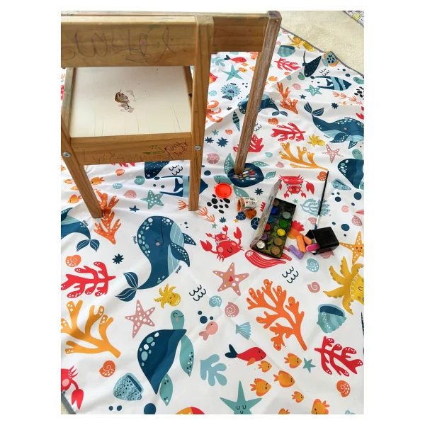Yorni 145x250cm, Ocean, Sıvı Geçirmeyen Çok Amaçlı Aktivite Örtüsü; Yer, Masa Ve Yatak Için, Makinede Yıkanabilir - Beyaz - 145 X 250 Cm - Görsel 5
