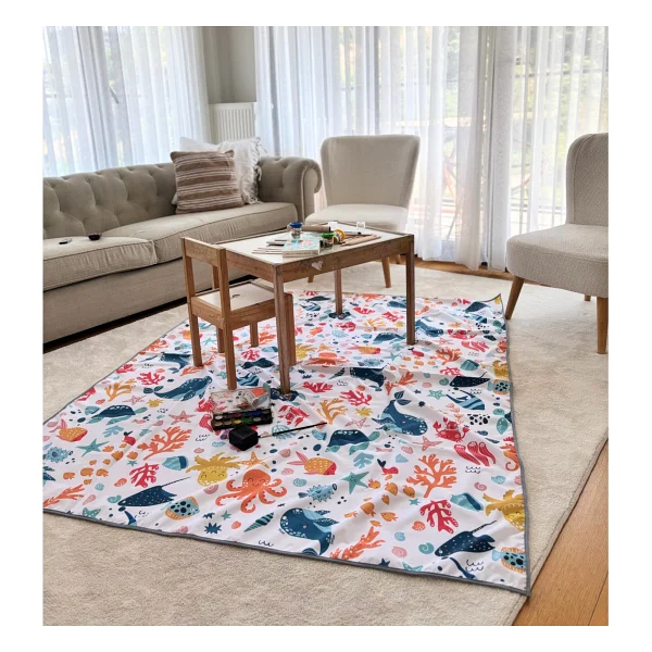 Yorni 145x150cm, Ocean, Sıvı Geçirmeyen Çok Amaçlı Aktivite Örtüsü; Yer, Masa Ve Yatak Için, Makinede Yıkanabilir - Beyaz - 145 X 150 Cm - Görsel 4