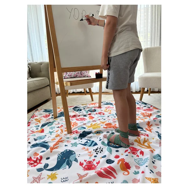 Yorni 145x150cm, Ocean, Sıvı Geçirmeyen Çok Amaçlı Aktivite Örtüsü; Yer, Masa Ve Yatak Için, Makinede Yıkanabilir - Beyaz - 145 X 150 Cm - Görsel 5