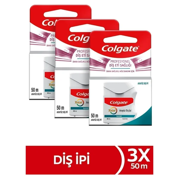 Colgate Total Profesyonel Diş Eti Sağlığı Nane Aromalı 50 M 3 Adet Diş İpi - Görsel 8