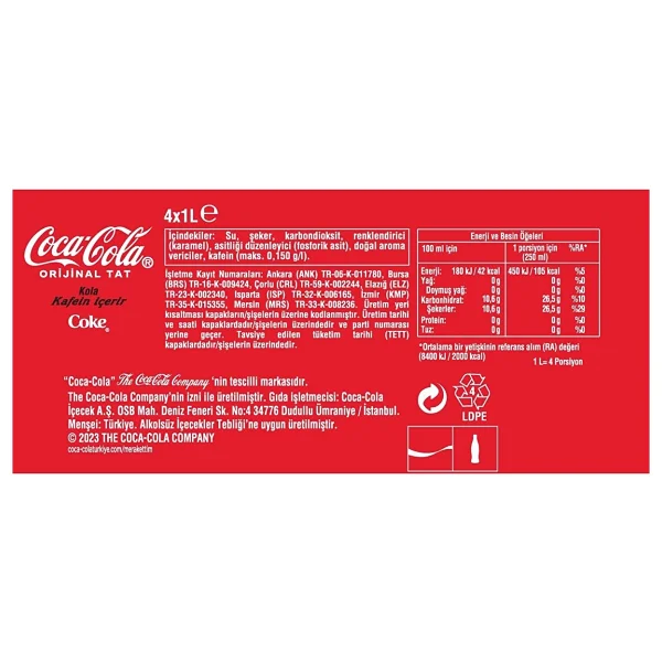 Coca Cola 1 Lt 4'lü - Görsel 2