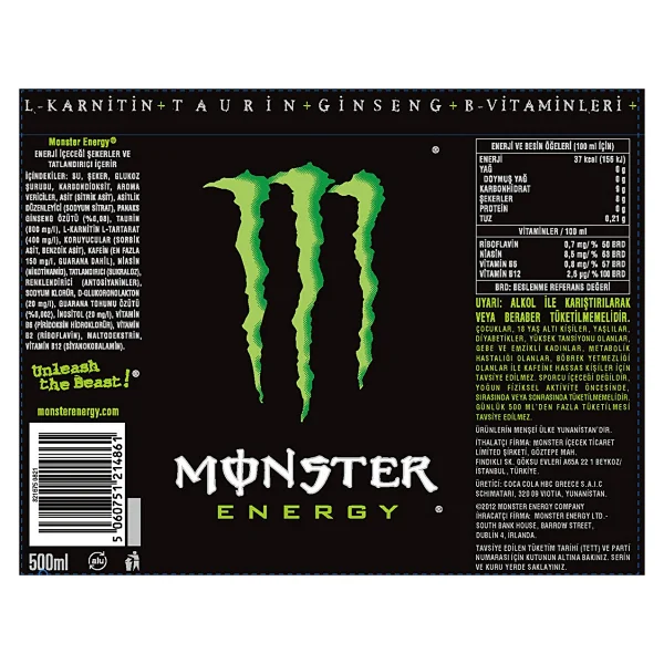 Monster Orijinal Enerji İçeceği 500 Ml - Görsel 3