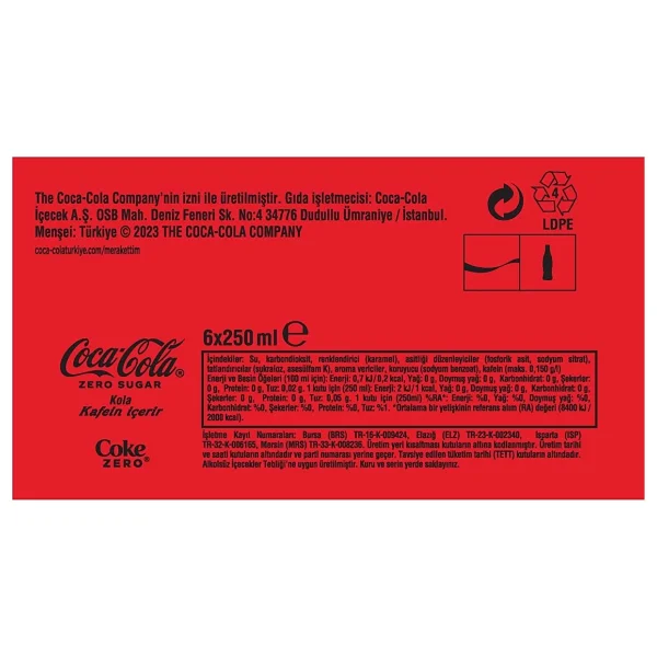 Coca Cola Zero Sugar 250 Ml 6'lı - Görsel 8