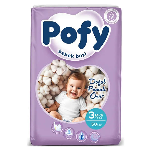 Pofy 3 Numara Midi 50'li Bebek Bezi - Görsel 8