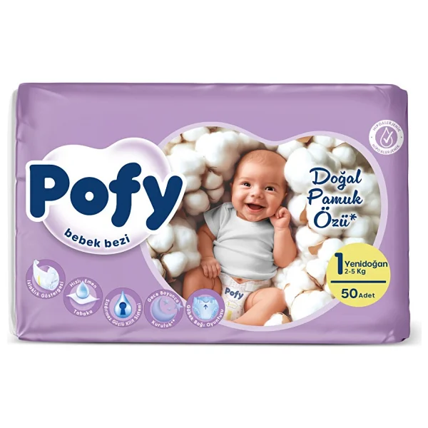 Pofy 1 Numara Yenidoğan 50'li Bebek Bezi - Görsel 3