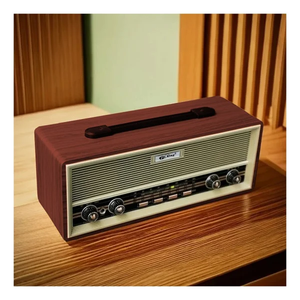 Coverzone Midi Boy Retro Radyo Bluetooth Destekli Taşınabilir Radyo - Fm/Am/Sw Frekans, USB/Tf Kart Girişli, 2x8w Hoparlör, Şarjlı Ve Kablolu Kullanım 35cm X 14cm Px-630bt (Px-630bt - Kahverengi) - Görsel 5