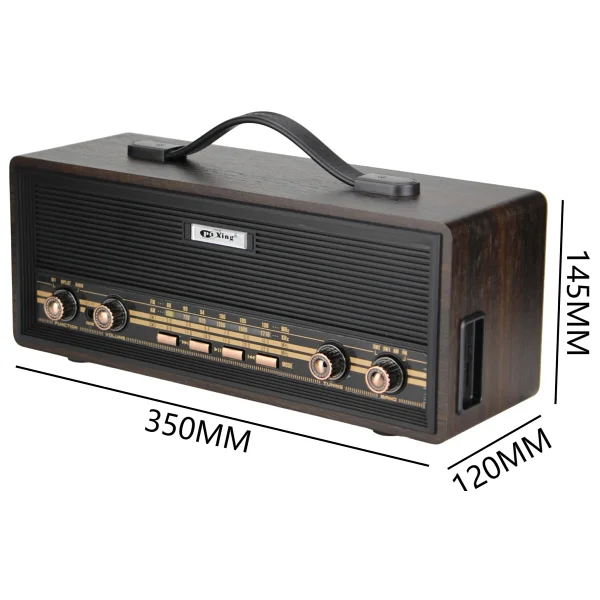Coverzone Midi Boy Retro Radyo Bluetooth Destekli Taşınabilir Radyo - Fm/Am/Sw Frekans, USB/Tf Kart Girişli, 2x8w Hoparlör, Şarjlı Ve Kablolu Kullanım 35cm X 14cm Px-630bt (Px-630bt - Siyah) - Görsel 5