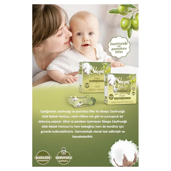 Sleepy Zeytinyağlı 90 Yaprak 7'li Paket Islak Mendil - Görsel 2