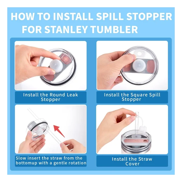 Stanley Pipetli Termos Quencher Uyumlu 3 Parça Sızdırmaz Koruyucu Aksesuar Silikon Set - Şeffaf - Görsel 6