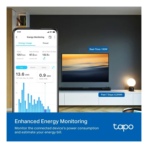 TP-Link Tapo P115 Mini Wi-Fi 4'lü Akıllı Priz - Görsel 4