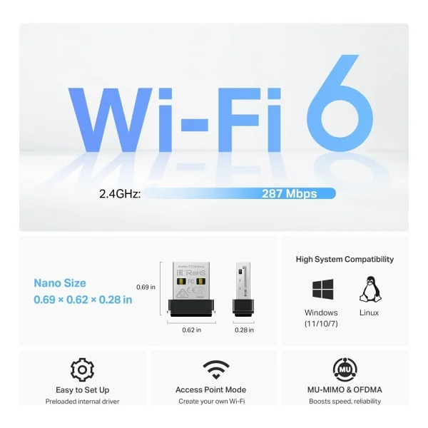 Tp-Link Archer Tx1u Nano 300 Mbps Kablosuz Ağ Adaptörü - Görsel 5