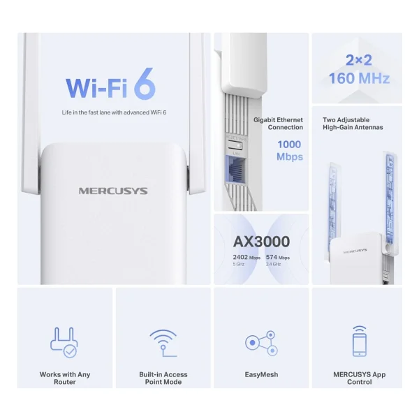 Mercusys Me80x 3000 Mbps Wi-Fi Güçlendirici - Görsel 4