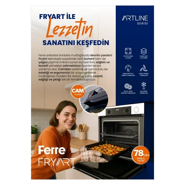 Ferre Fryart Artline Steam Qep64cb - Sc406-Wfa - D064-Sa Beyaz 9 Prog. Dijital Turbo Ankastre Set A+ Enerji Sınıfı - Görsel 7
