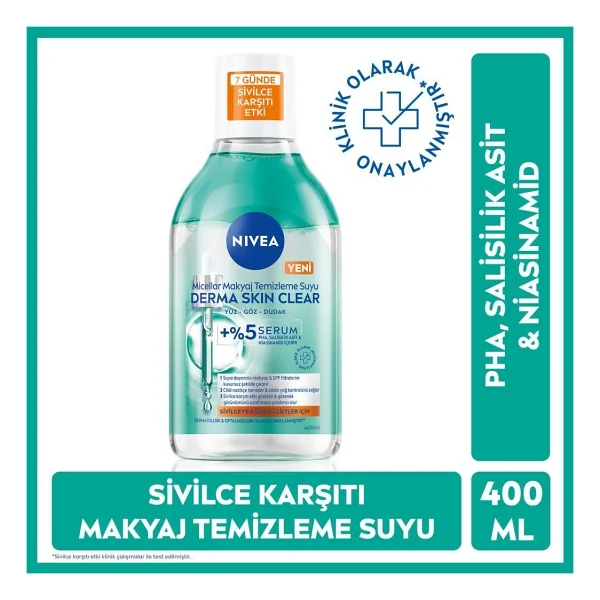 Nivea Derma Skin Clear 400 Ml Makyaj Temizleme Suyu - Görsel 2