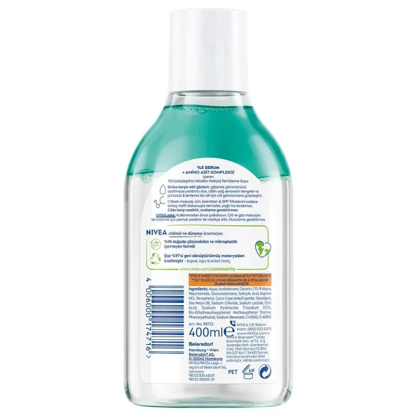 Nivea Derma Skin Clear 400 Ml Makyaj Temizleme Suyu - Görsel 3