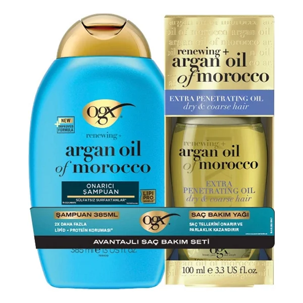 Ogx Organix Argan Oil Of Morocco Şampuan 385 Ml - Argan Saç Bakım Yağı 100 Ml Set - Görsel 2