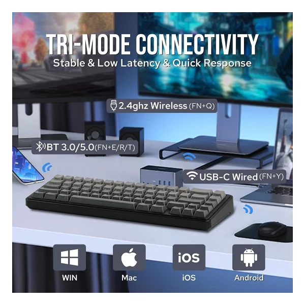 Aula F65 RGB %65 Tkl Nimbus V3 Switch Kablolu/Kablosuz Mekanik Oyuncu Klavyesi - Görsel 3