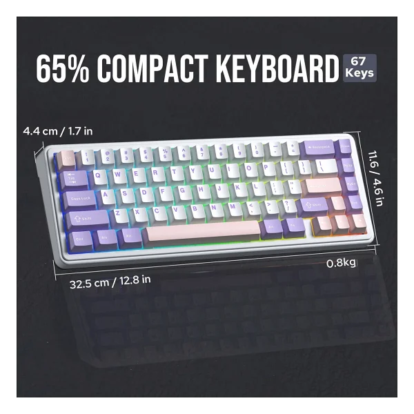 Aula F65 RGB %65 Tkl Nimbus V3 Switch Kablolu/Kablosuz Mekanik Oyuncu Klavyesi - Görsel 5
