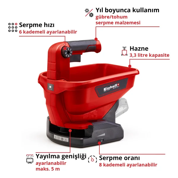 Einhell Ge-Us 18 Li Aküsüz Gübre Ve Tohum Serpme Makinesi - Görsel 8