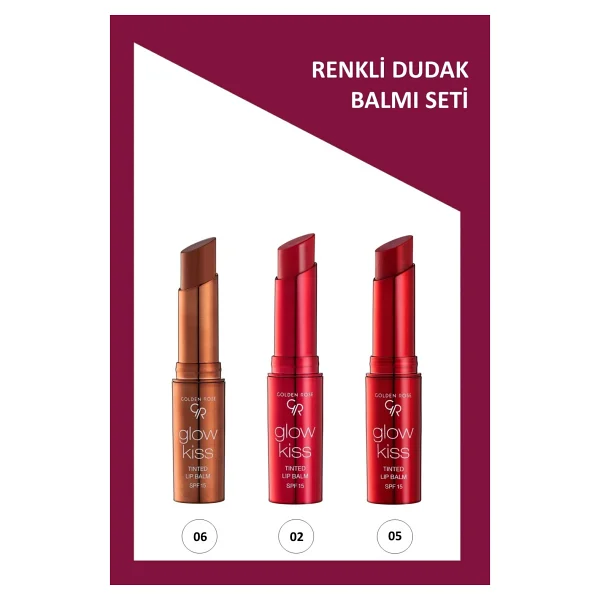 Golden Rose Glow Kiss No: 06 - No: 02- No: 05 Renkli Dudak Nemlendirici Seti - Görsel 5
