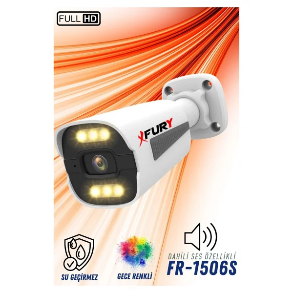 Fury 5 Li Sesli 6 Warm LED Gece Renkli Görüş Su Geçirmez Güvenlik Kamerası Seti 250gb - Görsel 4