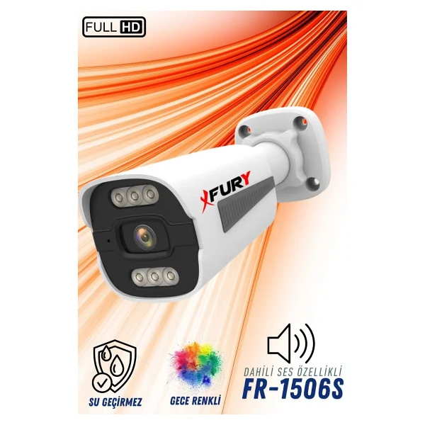 Fury 5 Li Sesli 6 Warm LED Gece Renkli Görüş Su Geçirmez Güvenlik Kamerası Seti 250gb - Görsel 5