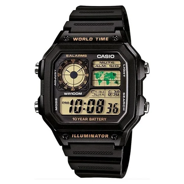 Casio Standart Ae-1200wh-1bvdf Siyah Silikon Kordon Erkek Kol Saati - Görsel 2