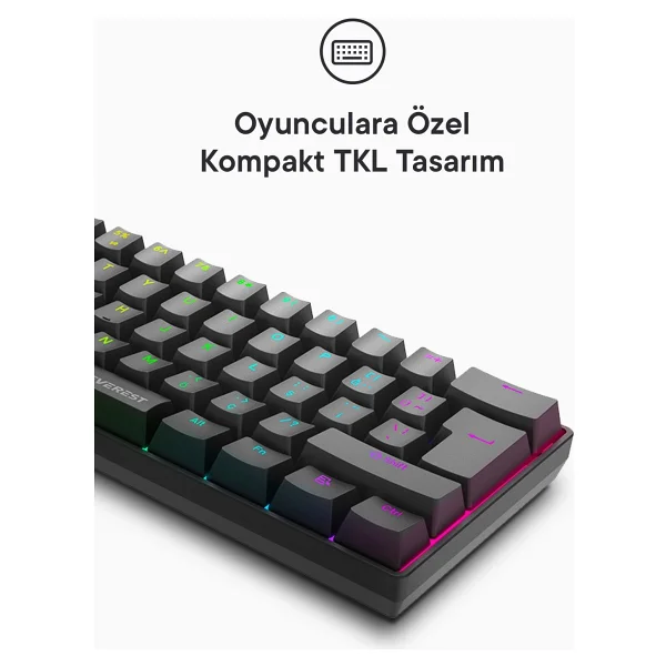 Everest Amber RGB TKL Siyah Red Switch Kablolu Mekanik Oyuncu Klavyesi - Görsel 4