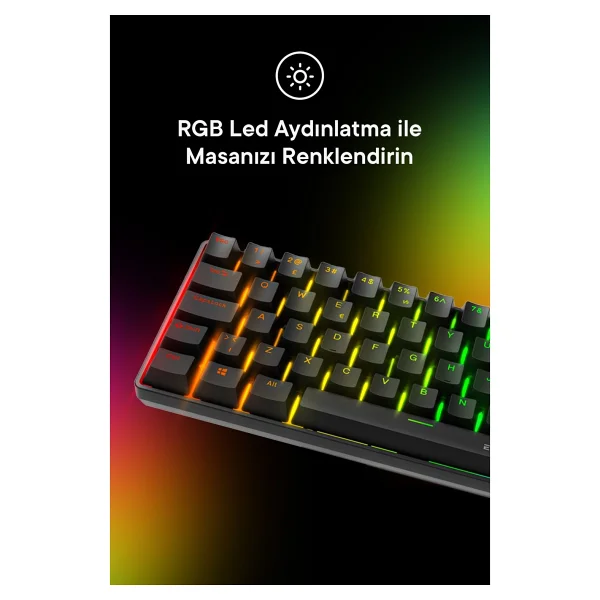 Everest Amber RGB TKL Siyah Red Switch Kablolu Mekanik Oyuncu Klavyesi - Görsel 5