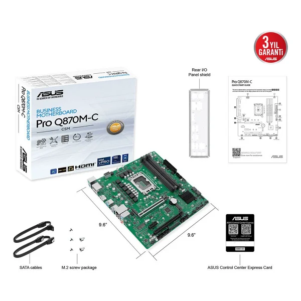 Asus Pro Q870m-C-Csm Intel Lga1851 DDR5 Micro Atx Anakart - Görsel 5