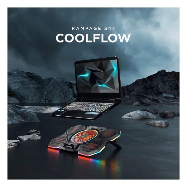 Rampage S47 Coolflow RGB 5 Fanlı 17.3" Laptop Soğutucu - Görsel 5