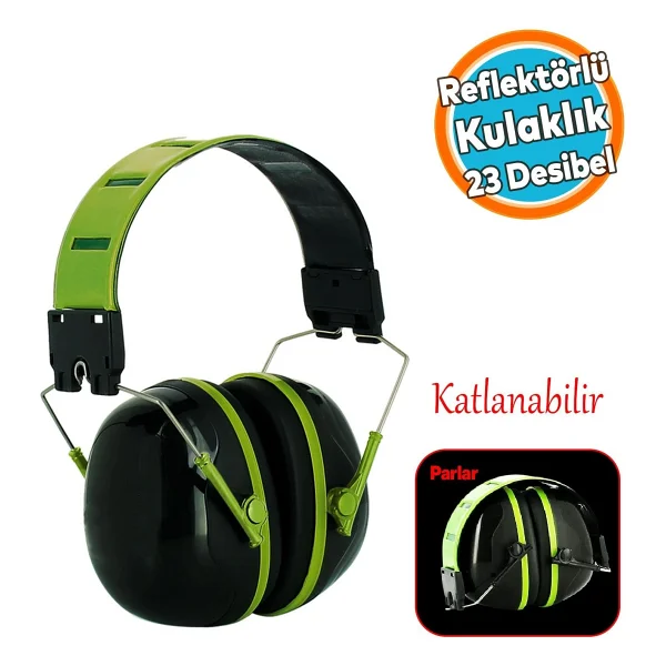 Reflektörlü Reflektif Manşonlu Kulaklık Gürültü Önleme 25 Db Ses Koruma Kulak İşitme Koruyucu - Görsel 5