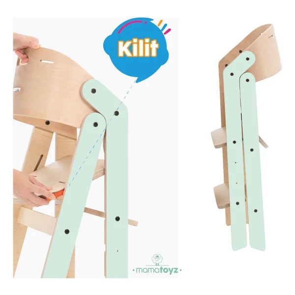 Mamatoyz Foldable Mychair Only Chair - Doğal Ahşap - Portatif Mama Sandalyesi Sadece Sandalyesi - Mint Rengi - Mint Yeşili - Görsel 9