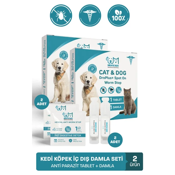 Muvicado Iç Dış Parazit Kedi Köpek Dış Parazit Damlası Kedi Pire Damlası Köpek Pire Damlası Kedi Iç Dış Parazit Damla Tablet Seti Kedi Köpek Ödül - Görsel 8