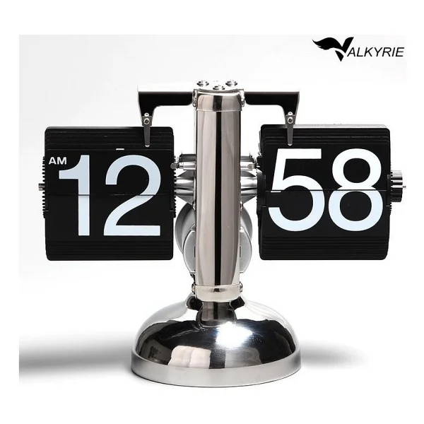 Valkyrie Retro Metanik Yaprak Saat Ev Ofis Masa Saati Paslanmaz Çelik Tek Bacak Siyah - Görsel 6