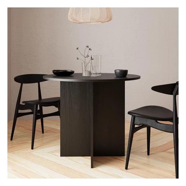 Bimossa L0140 Linet Yuvarlak Yemek Masası Salon Mutfak Masası 4 Kişilik - Siyah - Görsel 6