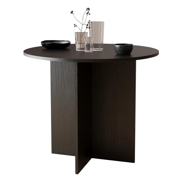 Bimossa L0140 Linet Yuvarlak Yemek Masası Salon Mutfak Masası 4 Kişilik - Siyah - Görsel 4