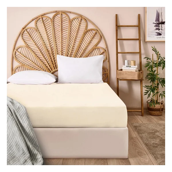 Evidea Soft Basic Bej 160x200 Cm Çift Kişilik Lastikli Çarşaf - Görsel 5