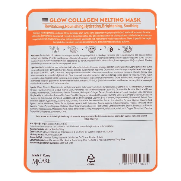 Mjcare Glow Collagen Melting Mask - Hydrojel Şeffaflaşan Eriyen Maske - Görsel 3
