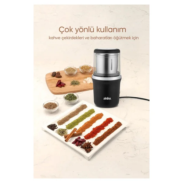Sinbo Scm-2997 Elektrikli Kahve-Baharat Öğütücü Paslanmaz Çelik Malzeme 100 Gr Kapasite - Krom - Görsel 2