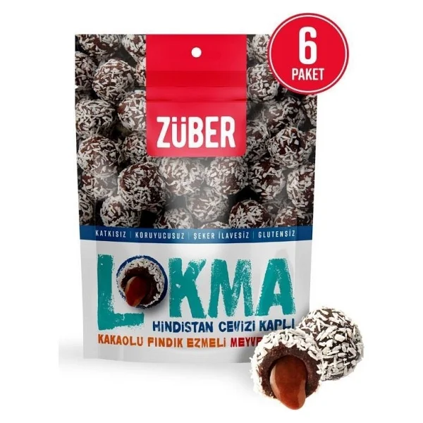 Züber Lokma Hindistan Cevizi Kaplı Meyve Topu 96 Gr 6'lı - Görsel 2