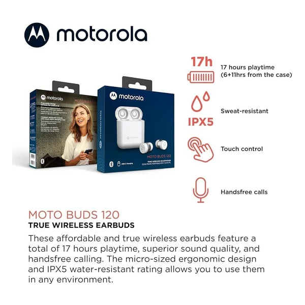 Motorola Sound Moto Buds 120 TWS Kulak İçi Bluetooth Kulaklık - Görsel 2