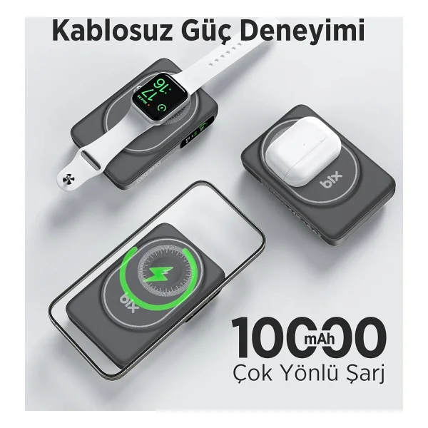 Bix Tpb16 Siyah 10000 mAh Hızlı Şarj Magsafe Powerbank - Görsel 4