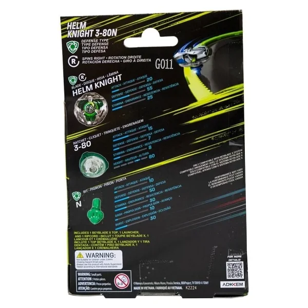 Beyblade X Helm Knight 3-80n Başlangıç Seti - Takara Tomy Orijinal Metal Beyblade + Fırlatıcı - Yeşil - Görsel 5