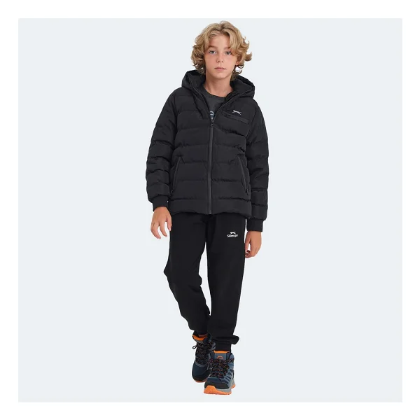 Slazenger Captain New Kapüşonlu Siyah Çocuk Şişme Mont - Görsel 7