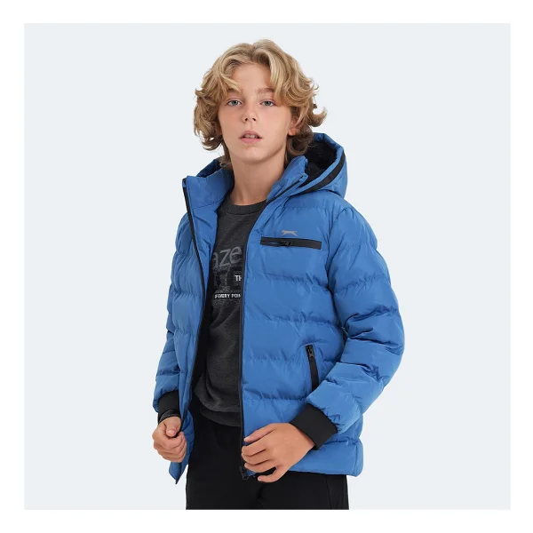 Slazenger Captain Kapüşonlu Saks Mavi Çocuk Şişme Mont - Görsel 6