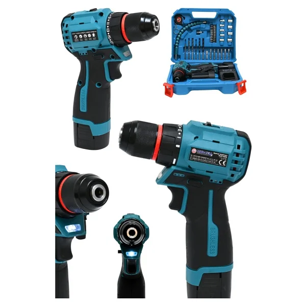 Mur-9013 16,8v Kömürsüz Motor Çelik Mandren 36 Parça Şarjlı Matkap Akülü Vidalama Seti - Görsel 2