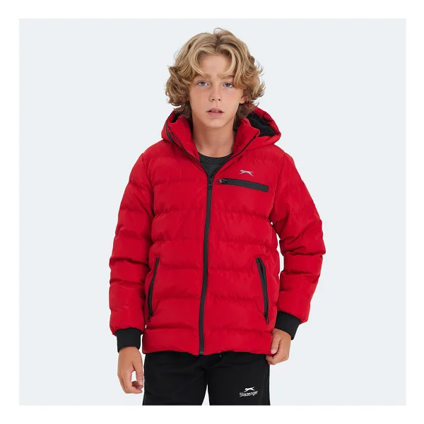 Slazenger Captain New Kapüşonlu Kırmızı Çocuk Şişme Mont - Görsel 3