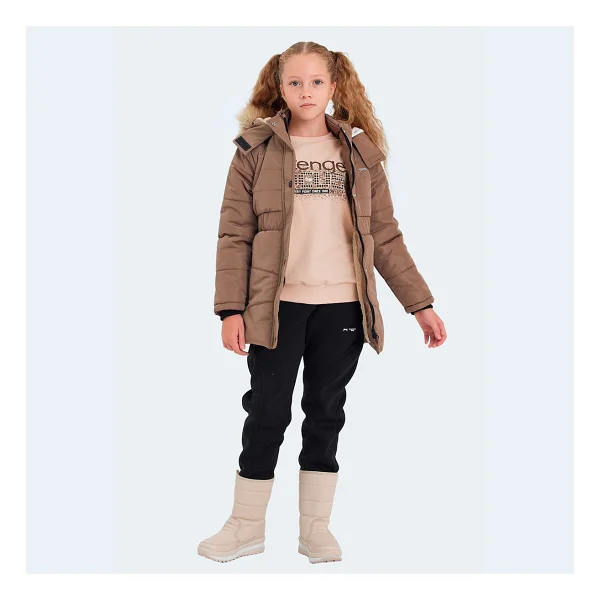 Slazenger Candy New Kapüşonlu Kürklü Bej Kız Çocuk Şişme Mont - Görsel 7